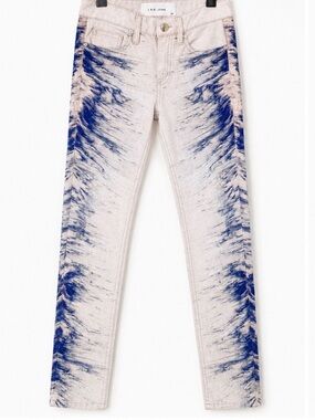 IRO.JEANS Abstract Blue Print Skinny Jeans Size 24 Designer Denim